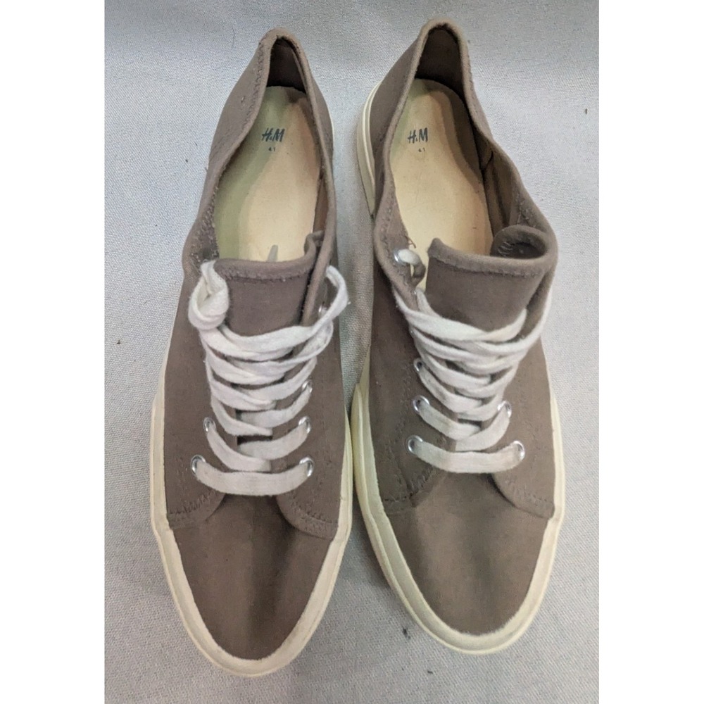 H&M Canvas Platform Sneakers Womens 9.5 Taupe Brown Good Low Top 0976816